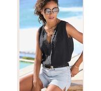 Chemisier en crêpe encolure ronde avec découpe devant - LASCANA - noir NOIR 36