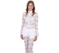 Chemisier en dentelle blanche - John Zack - Manches longues - Col chemise M