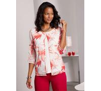 Chemisier en georgette qualité georgette - Fair Lady - écru-rouge imprimé ÉCRU-ROUGE IMPRIMÉ 44