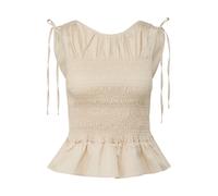 Chemisier en popeline smockÃ© ajustÃ© sans manches femme COMMA Beige 48