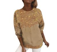 Chemisier en sequins pour femmes - Top ample pour festival - Blouse décontractée pour raves, discothèques et événements - T-shirt scintillant attrape-l'œil, doré, M