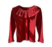 Chemisier en Tricot Fille avec Dentelle Délicate Haut Décontracté Conférable pour Enfant T-Shirt Souple et Doux (4-5 Years)