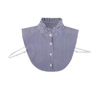 Chemisier femme à rayures à volants fixes, chemisier amovible avec faux cou, taille semi-élastique, décolleté de chemise BpM230, f, taille unique
