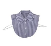Chemisier femme à rayures à volants fixes, chemisier amovible avec faux cou, taille semi-élastique, décolleté de chemise BpM230, d, taille unique