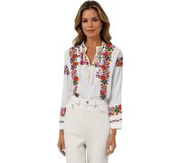Chemisier femme B23, blanc nature/mov royal taille 3XL