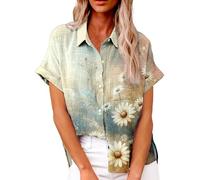 Chemisier Femme Chic Chemise Bowling Femme Chemise Blanche Femme Manche Courte Chemise De Combat Manche Courte Débardeurs Femme L'Été Casual Ample Couleur Unie T Shirt T Multicolore XL
