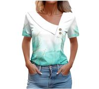 Chemisier Femme Chic Et Élégant avec Boutons T-Shirt Manches Courtes Col V Hauts Polyvalente Décontracté Imprimé Floral Blouse Grande Taille Mode Ample Casual Tops Lache Bureau Travail