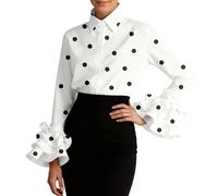 Chemisier Femme Chic Et Élégant, Chemise élégante et décontractée avec Manches à Volants fluides et détail de Cravate raffiné pour Une Garde-Robe Moderne