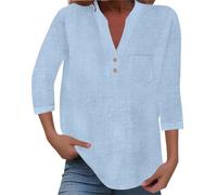 Chemisier Femme Chic et élégant Chemise en Coton Lin à Manche Courte Décontracté Blouse Ample Printemps Eté Tunique Col Rond Casual Top Haut T-Shirt Tee Shirt Long Vêtements de Sudation, XL