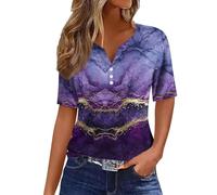 Chemisier Femme Chic Et éLéGant Chemisiers Et Blouses Femme Manches Courtes Sexy ÉTé Grande Taille DéContractéE Chemisier Femme Haut Femme Chic Et Elegant Blouse Femme(C Violet,M)