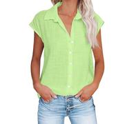 Chemisier Femme Chic et Élégant Tee Shirt avec Boutonné Couleur Unie Manche Courtes Hauts à Revers T Shirt Cardigan à Boutons Casual Blouse Mode Travail Décontracté Tunique Haut de Plage