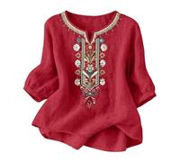 Chemisier Femme Coton Tunique Femme Lin Vintage Chemise T Shirt Tops Grande Taille Confort Haut En Simili Lin Léger Comme Une, Matière Douce Et Agréable, Idéal Pour La Saison Estivale Blouse Longue