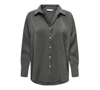 Chemisier Femme décontracté Coupe Ample Manches Longues Boutonnage arrière Plus Long Col Chemise, Couleurs:Gris, Taille:XL