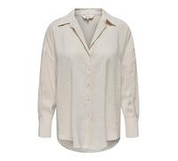 Chemisier Femme décontracté Coupe Ample Manches Longues Boutonnage arrière Plus Long Col Chemise, Couleurs:Blanc, Taille:XS