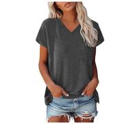 Chemisier Femme Dentelle Chic Sexy Chemise en Coton Lin à Manche 3/4 Décontracté Blouse Ample à Col V Tunique Printemps Eté Top Hauts T-Shirts Ghost Tshirt Basique Vêtements de Sport, L