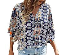 Chemisier Femme Grande Taille - Chemisier bohème pour Femmes avec imprimé Floral et Boutonnage élégant pour Une Jeune et raffinée