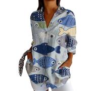 Chemisier Femme Manche Longue à Boutons imprimé Fleurs Chemise bohème Chic Grande Taille Fleurie Blouse Long col en v Exotique Tunique Ample Fluide Elegant Casual Vintage Folklore Shirts