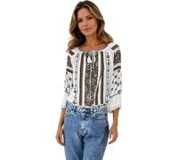 Chemisier femme RA25 blanc/marron , taille 3XL
