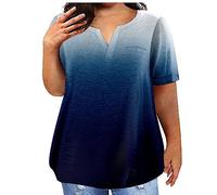 Chemisier Femme,Survêtement Femme T-Shirt Décontracté À Manches Courtes Et Col Rond pour Femmes Grande Taille Imprimé Dégradé avec Poches Top Femme Chemise Hawaienne Tee Shirt(Royal Blue,3XL)