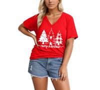 Chemisier grande taille avec motif floral, manches courtes, col rond pour un usage quotidien décontracté grâce à sa matière stretch douce, coupe moderne., rouge, 3XL