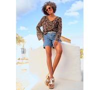 Chemisier imprimé ethnique mode - Linea Tesini - rouge marron-champagne imprimé ROUGE MARRON-CHAMPAGNE IMPRIMÉ 48