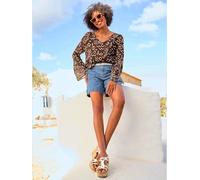 Chemisier imprimé ethnique mode - Linea Tesini - rouge marron-champagne imprimé ROUGE MARRON-CHAMPAGNE IMPRIMÉ 50