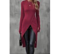 Chemisier long décontracté pour femme pour un usage quotidien | Tissu en polyester doux, couleur unie, confort extensible moyen, coupe régulière, tenue décontractée au quotidien