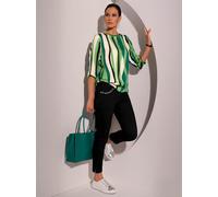 Chemisier manches 3/4 mode - Creation L - écru-vert pomme à motifs ÉCRU-VERT POMME À MOTIFS 48