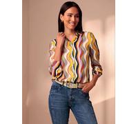 Chemisier motif vagues décoratif - Rick Cardona - chamois-lavande imprimé CHAMOIS-LAVANDE IMPRIMÉ 52