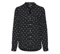 Chemisier noir à pois blancs avec une coupe droite fluide et un col à revers M