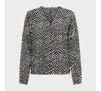 Chemisier Noir Imprimé Zèbre Col V Avec Boutons Femme Only