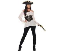 Chemisier pirate blanc pour femme - No Name - modèle Pirate - Polyester L