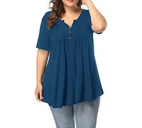Chemisier pour Femme avec col en V, Chemise Femme Col V Chemisier Dentelle Chic et Élégant Tee Shirt Vintage Manche Courtes Blouse Bouffantes Décontracté Tunique Blouse Femme De Ménage