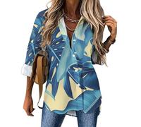 Chemisier pour Femme Drapeau De L'Afrique du Sud Col en V Chemisier à Manches Longues avec Boutons Feuille De Bananier Tunique Blouse Léger Décontractés Ample Blouse S-3XL