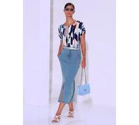 Chemisier pure viscose - Creation L - bleu moyen-papaye imprimé BLEU MOYEN-PAPAYE IMPRIMÉ 50