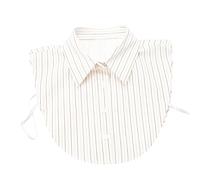 Chemisier rayé détachable avec insert de col et faux bouton sur le devant pour femme, accessoire de mode, chemisier amovible, blanc, Pointed collar