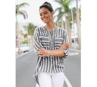 Chemisier rayé pure viscose - Creation L - blanc-gris à rayures BLANC-GRIS À RAYURES 48