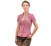 Chemisier traditionnel Jasmine à carreaux rouge/blanc - Chemisier traditionnel cintré avec col montant et boutons en forme de cœur, rouge/blanc, 48