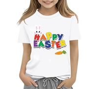 Chemisier vert pour femme T-shirt avec œufs colorés et design floral T-shirt doux pour filles Chemisier confortable et élégant sans manches pour femme, Blanc., 12-13 ans