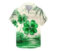 Chemisiers décontractés Lucky Heart pour homme pour la Saint-Patrick, coupe ample, chemise graphique tendance, haut de vacances de la Saint-Patrick, célébration de la Saint-Patrick, Vert, M