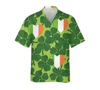 Chemisiers décontractés Lucky Heart pour homme pour la Saint-Patrick, coupe ample, chemise graphique tendance, haut de vacances de la Saint-Patrick, célébration de la Saint-Patrick, Vert noir, L