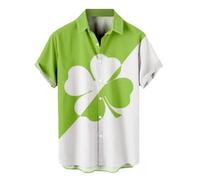 Chemisiers décontractés Lucky Heart pour homme pour la Saint-Patrick, coupe ample, chemise graphique tendance, haut de vacances de la Saint-Patrick, célébration de la Saint-Patrick, vert clair, XL