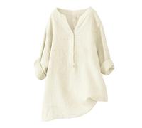 Chemisiers D'été Léger en Lin Femmes Tshirt Manche Longue Chemises Décontractés Ample T Shirt Chic Coton en Lin Blouses De Couleur Pure De Grande Taille Tops Été