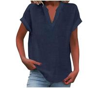Chemisiers Et Blouses Femme Chemisier Femme Chic Et Élégant Col V Dentelle Tshirt Blanche Haut Été Fitness 3/4 Top Noire Vetement Mes Commandes 2#Marine XL