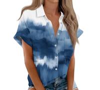 Chemisiers et Blouses Femme, Chemisier Femme Manches Courtes Col V T-Shirt Couleur Unie Été Chemise Casual Chic Blouse Tops Blouse D'été Femme,Bleu #1,XL