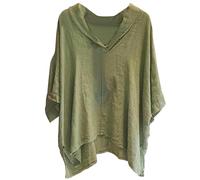 Chemisiers Et Blouses Femme,Chemisier Plissé DéContracté à Col en V Et Poignets Trois-Quarts pour Femme