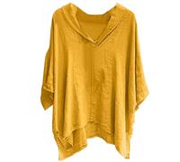 Chemisiers Et Blouses Femme,Chemisier Plissé DéContracté à Col en V Et Poignets Trois-Quarts pour Femme