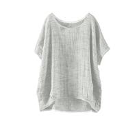 Chemisiers Et Blouses Femme Chic Elegant en Coton Et Lin à Manches Courtes pour Femmes Couleur Unie Décontracté Chemise Gaze De Coton Femme Ete Top Tshirt Tunique Longue Grande Taille