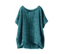 Chemisiers Et Blouses Femme Chic Elegant en Coton Et Lin à Manches Courtes pour Femmes Couleur Unie Décontracté Chemise Gaze De Coton Femme Ete Top Tshirt Tunique Longue Grande Taille