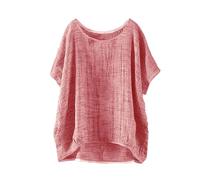 Chemisiers Et Blouses Femme Chic Elegant en Coton Et Lin à Manches Courtes pour Femmes Couleur Unie Décontracté Chemise Gaze De Coton Femme Ete Top Tshirt Tunique Longue Grande Taille